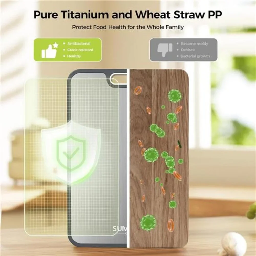Titanium Cutting Board for Kitchen, Cutting Board Double Sided Food Grade, Pure